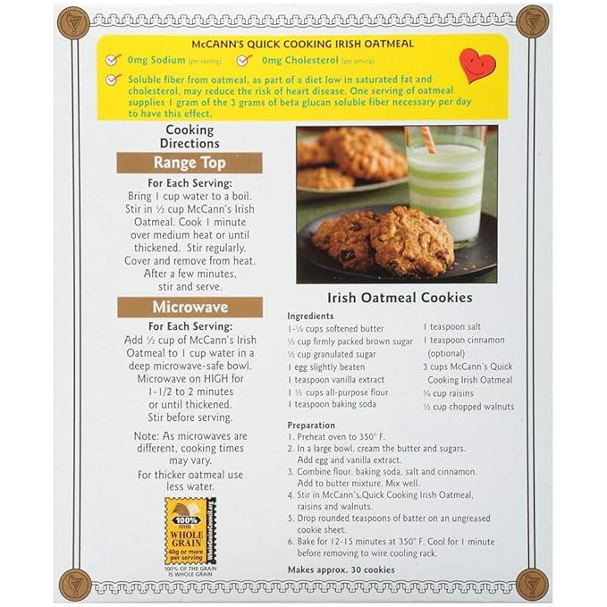 McCANN'S Irish Oatmeal Quick Cooking Rolled Oats 16-Ounce Boxes - PACK OF 12