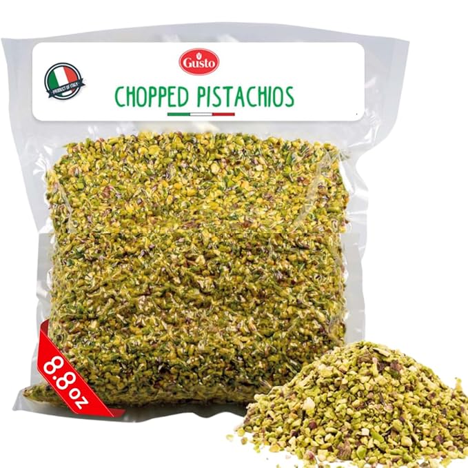 Pistachios Chopped 8.8 oz (250 g) Pistachios Raw unsalted chopped Pistachio nuts for ice cream sundaes Gusto Etna Non GMO Product of Italy