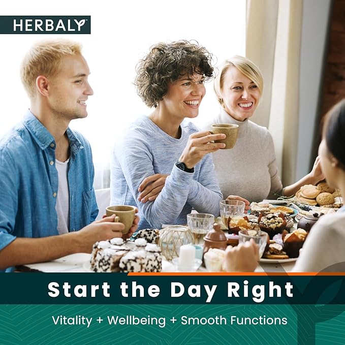 Herbaly Glucose Functional Tea - Vitality &amp Wellness - Gymnema Sylvestre Ceylon Cinnamon Bitter Melon Dandelion Root Fenugreek - Daily Teas - Organic Plant-Based Tea Bag Pyramids - 30 ct