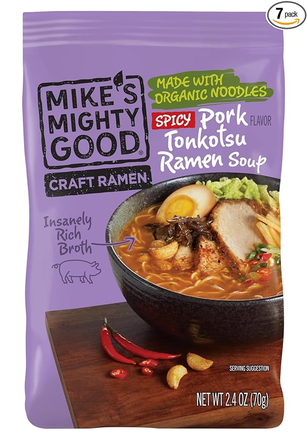 Mike's Mighty Good Craft Ramen Spicy Pork Tonkotsu Ramen Soup 2.4 Ounce (Pack of 7)