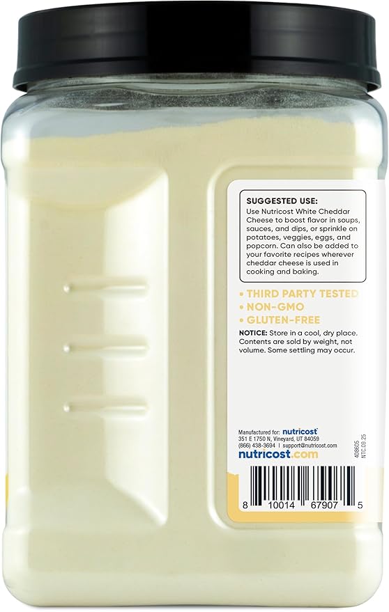 Nutricost Pantry White Cheddar Cheese Powder (2.5 Pounds Per Bottle) - Powdered Cheese :: Great for Cooking Baking Popcorn and More!
