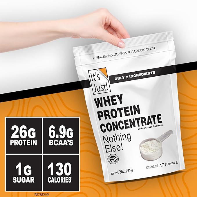 It's Just! - 100% Whey Protein Concentrate Made in USA Premium WPC-80 No Added Flavors or Artificial Sweeteners (2.5 Pound Unflavored)
