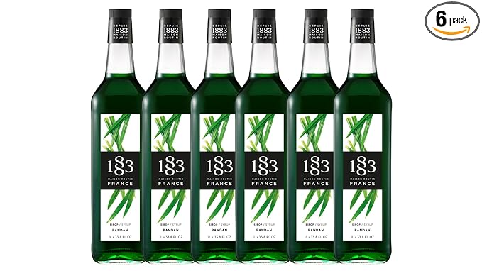 1883 Pandan Syrup for Drinks – 1 Liter Glass Bottles (Pack of 6)
