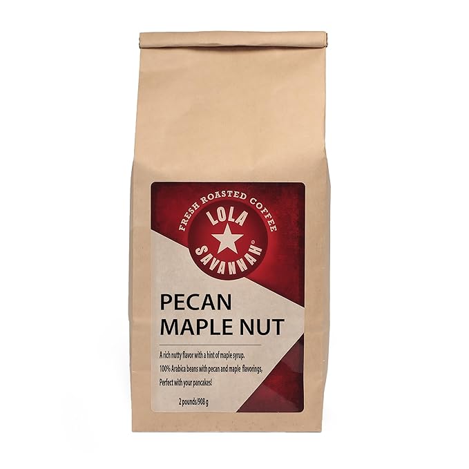 Lola Savannah Pecan Maple Nut Flavored Whole Bean Caffeinated Coffee 2lb