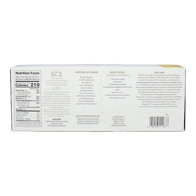 Colavita Pasta - Lasagne 1 Pound - Pack of 20