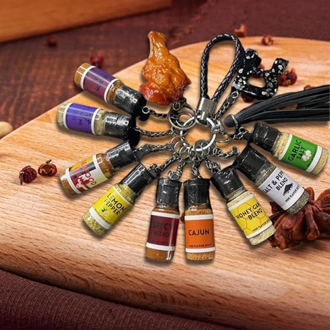 Mini Seasoning Bottles Keychain Seasoning Keychain on the Go 2025 New Upgrade Mini Flavor Keys Leak-Proof Design 10 Pcs Spice Keys for Foodies BBQ Travel