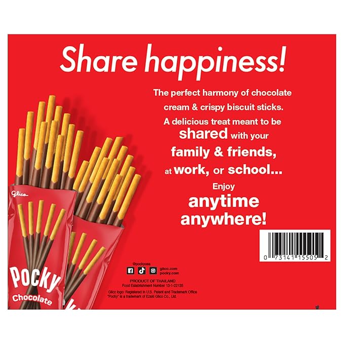 Pocky Chocolate Biscuit Sticks Share Pack – 5 Box Bundle – Japanese Snack with Rich Chocolate Coating – Shareable On-the-Go Treat