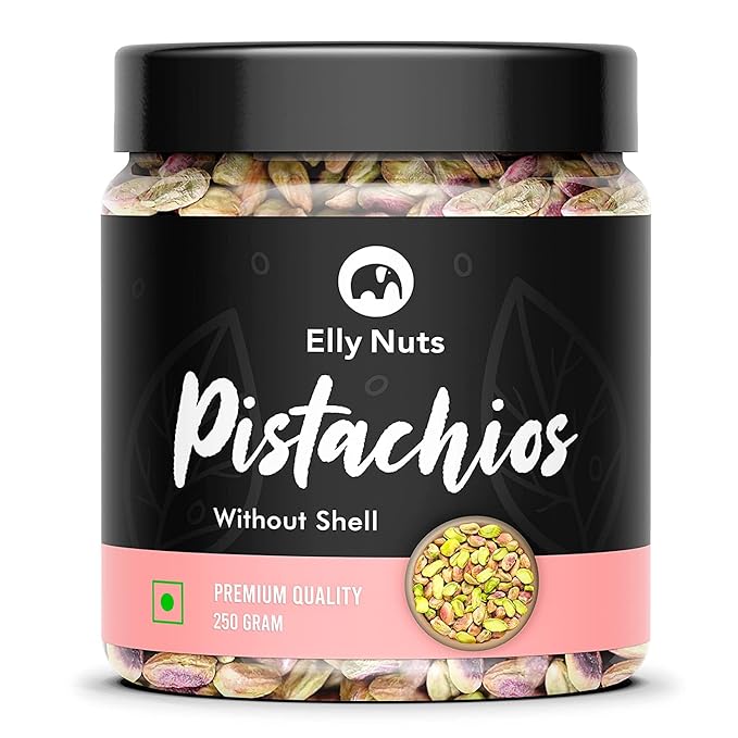 Elly Nuts Pistachio Kernels Without Shell 250 gms |Plain Unsalted Pistachio | Pistachios Dry Fruits Unsalted [Jar Pack]