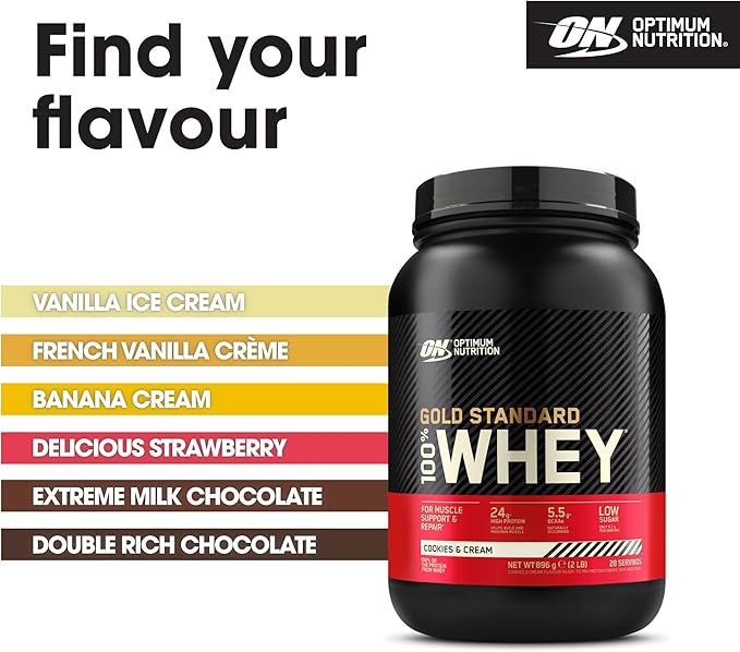Optimum Nutrition Gold Standard 100% Whey Protein Powder Cookies &amp Cream 2 Pound (Packaging May Vary)