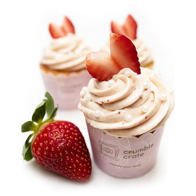 CrumbleCrate Lemon Cupcake with Strawberry Buttercream DIY Baking Kit for Adults | Gourmet Cupcakes Making Set with Pre-Measured Ingredients | Perfect Baking Gift