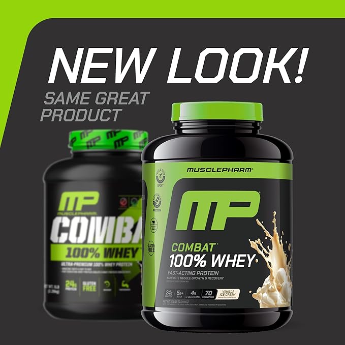 MusclePharm Combat 100% Whey Protein Powder Bundle - Vanilla &amp Chocolate Milk Fast Recovery &amp Muscle Gain 5lb 67-70 Servings
