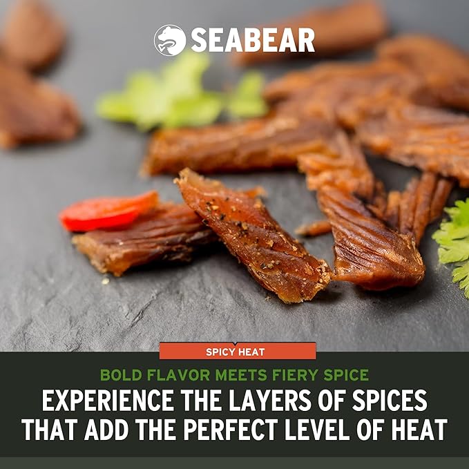 SeaBear - Smoked Wild Alaskan King Salmon Jerky - 2.5 oz (2 Pack Spicy Heat)