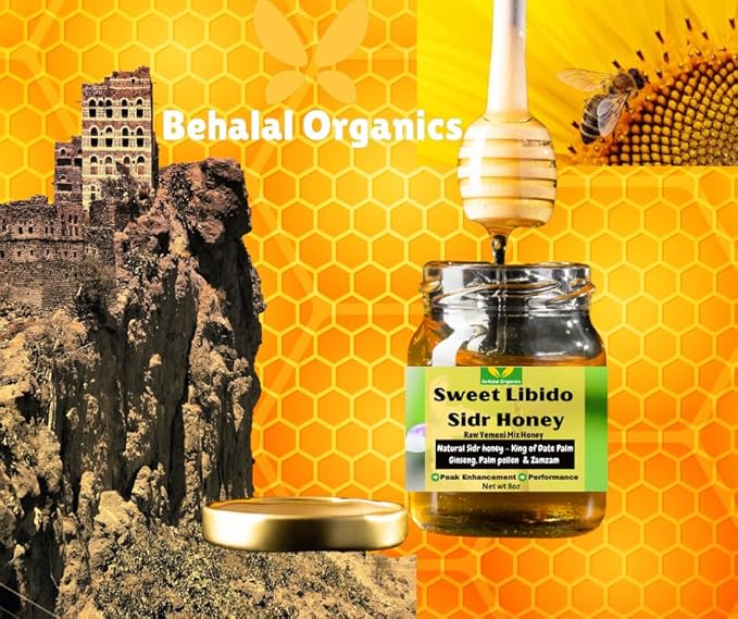Yemeni Premium Sidr Honey Blend with Propolis Royal Jelly Bee Pollen and Ginseng Raw Unfiltered Multifloral Wellness Superfood