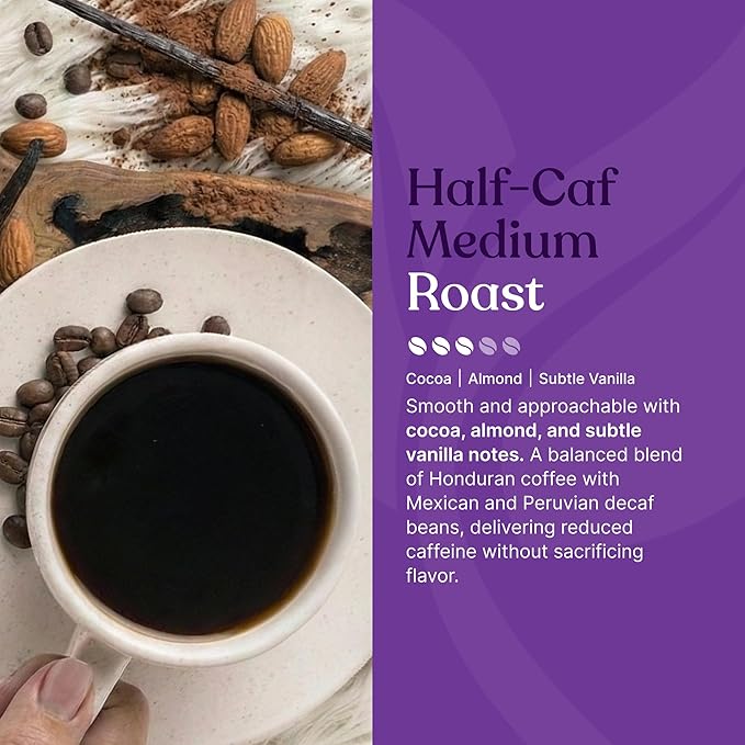 Love Grown Compostable Coffee Pods - Compatible With Most Major Coffee Pod Brewer - 100% Arabica Plastic-Free Non-GMO - Half-Caf Box of 15