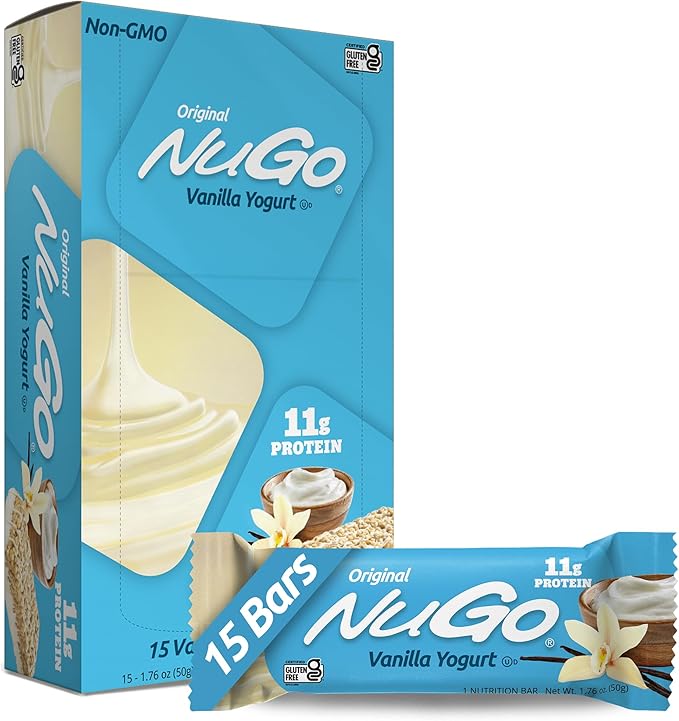 NuGo Protein Bar Vanilla Yogurt 11g Protein Gluten Free 15 Count