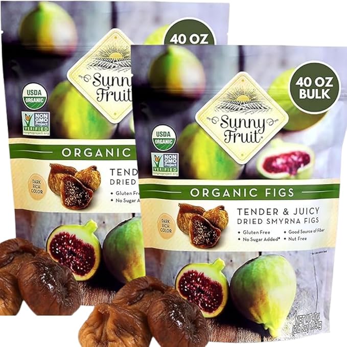 Sunny's Fruit Organic Turkish Dried Figs 2.5 Pound Bulk Bag | Healthy Sweet Snack | ORGANIC NON-GMO VEGAN HALAL KOSHER NO PRESERVATIVES NO SUGAR ADDED (Pack of 2)