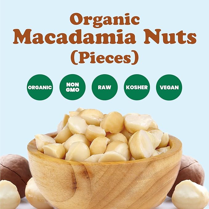 Food to Live Organic Macadamia Nut Halves &amp Pieces 16 Pounds – Non-GMO Raw Shelled Unsalted Kosher Vegan Bulk. Keto Snack. Source of Healthy Fats. Topping for Salad Yogurt Cereal Dessert