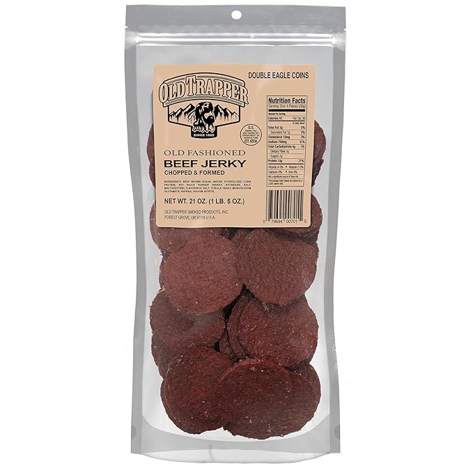 Old Trapper Double Eagle Beef Jerky Old-Fashioned Flavor 21 Ounce Package Delicious Jerky Snacks 10 Grams of Protein and 80 Calories per Serving (Pack of One)