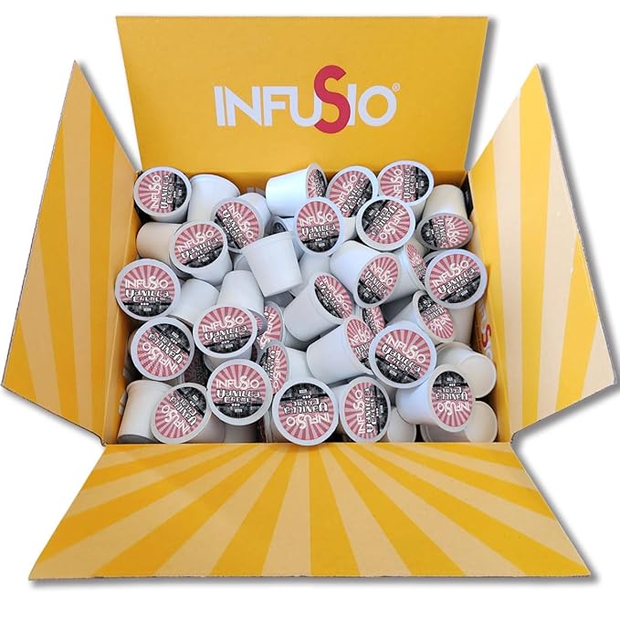 InfuSio Vanilla Crème Medium Roast 96 Count Pods for Keurig K-Cup Brewers Compatible with 2.0 Premium Roasted Coffee