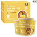 Hethstia High Protein (26g) Ramen Cup Noodles Spicy Curry Flavor 6 Count Plant Based Vegan Noodle Soup Non Fried Low Sugar Low Fat Ready to Eat Healthy Asian Meal &amp Holiday Gift