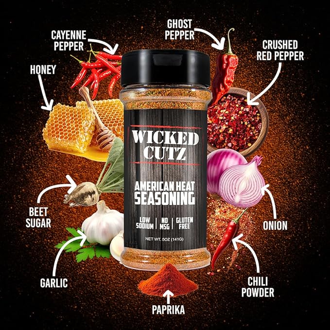 Wicked Cutz Sampler Grill Seasoning Set 5 Pack of Flavored Grilling Spices Jerky Seasoning Low Sodium &amp No MSG Spices &amp Seasonings