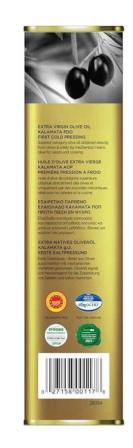 Iliada Kalamata PDO Extra Virgin Olive Oil 3Lt | Multi-Awarded | Single Region 100% Greek | Monovarietal Koroneiki | Cold Press | Polyphenol Rich | Chef's Favorite