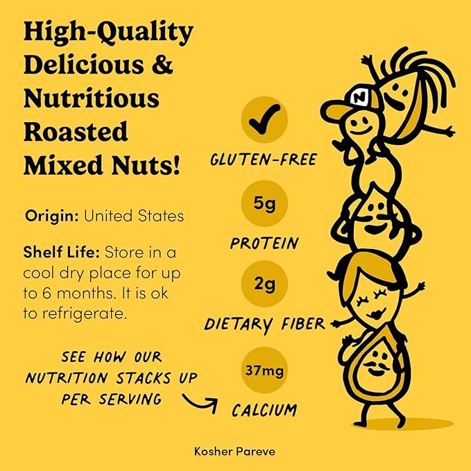 Nuts.com Roasted Mixed Nuts (50% Less Salt) – 24 Single Serve Snack Packs – Almonds Cashews Pecans Brazil Nuts Hazelnuts – Gluten-Free Kosher No Peanuts – Healthy Low Sodium Protein Snack