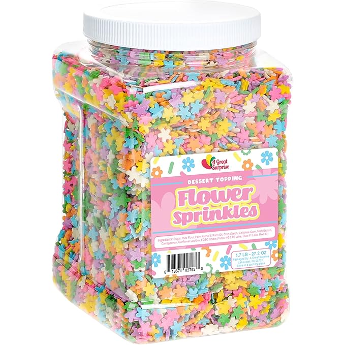 Flower Sprinkles - Pastel Flower Dessert Toppings - 1.7 LB - Daisy Rainbow Sprinkles for Baking - Spring Decorating Sprinkles for Cupcakes Cookies Cakes and More