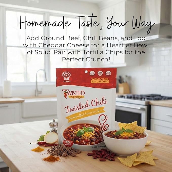 Twisted Pepper Co. Twisted Chili Soup Mix: Gluten-Free – Handcrafted Soup – Thick Creamy &amp Zesty Flavor with a Kick of Green Chiles Quick &amp Easy Meal Ready in 30 Minutes Serves 8 Add Chee