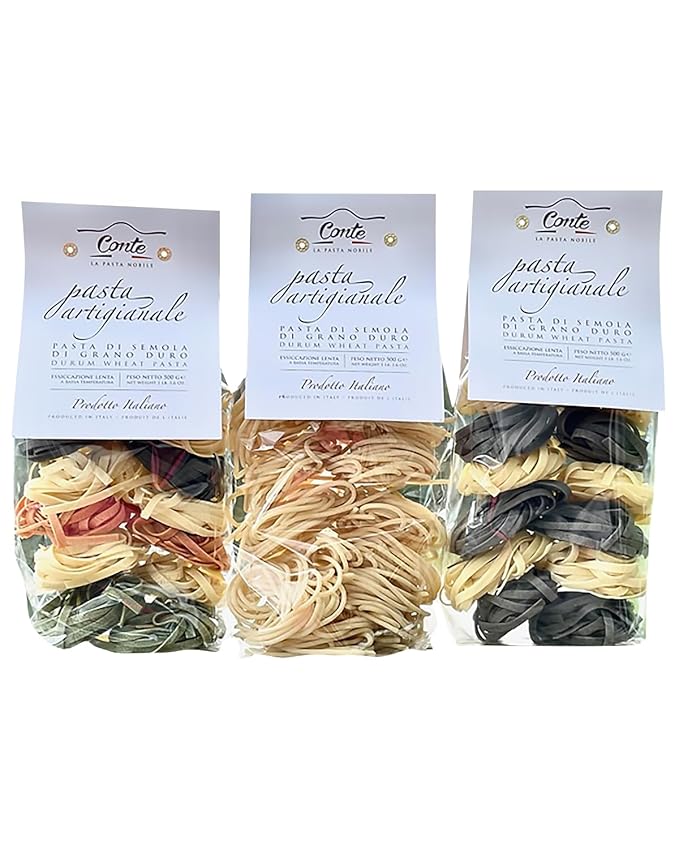 Conte Tagliatelle - PICI Bundle Pasta Imported from Italy 500g - Artisanal &amp High Protein Italian Durum Wheat Pasta Low Ash Content &amp Golden Yellow Grain Color Static Drying Impurity-Free