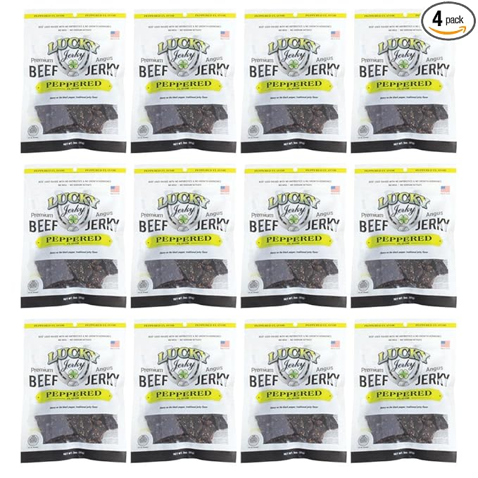 Lucky Beef Jerky - 3oz Slab (Peppered 12 Pack)