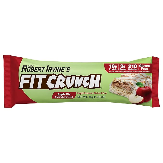 FITCRUNCH Snack Size Protein Bars 6-Layer Baked Bar 3g of Sugar &amp Soft Cake Core (9 Bars Apple Pie)