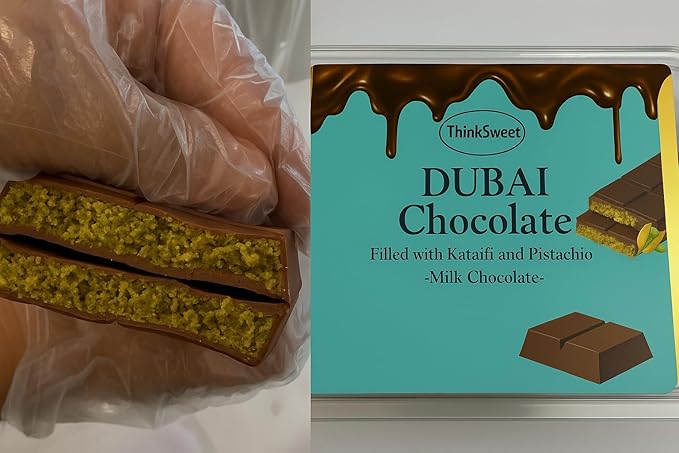 Kosher Cholov Yisroel Dubai Chocolate Bar – Dark &amp Milk Chocolate Filled with Kataifi and Pistachio Cream | Authentic Dubai Style Chocolate Gift (Milk Chocolate)