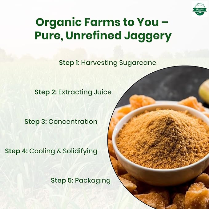 Danodia Foods Organic Jaggery Powder (2 lbs/950G) | Gluten Free Traditionally No Anti Caking Agent No Additives | Unique Sugar Substitute Best Of Indian Sweetener (Resealable Pouch)