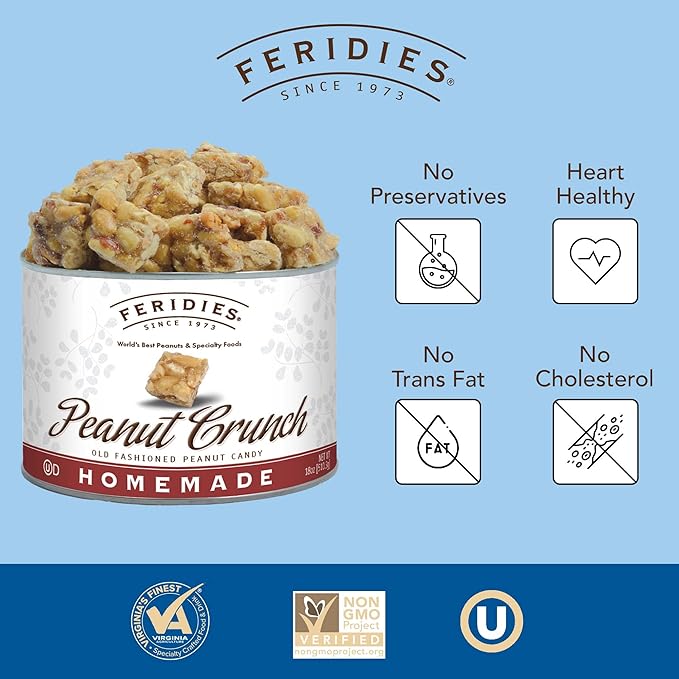 FERIDIES Gourmet Peanut Squares Peanut Crunch 18oz CAN