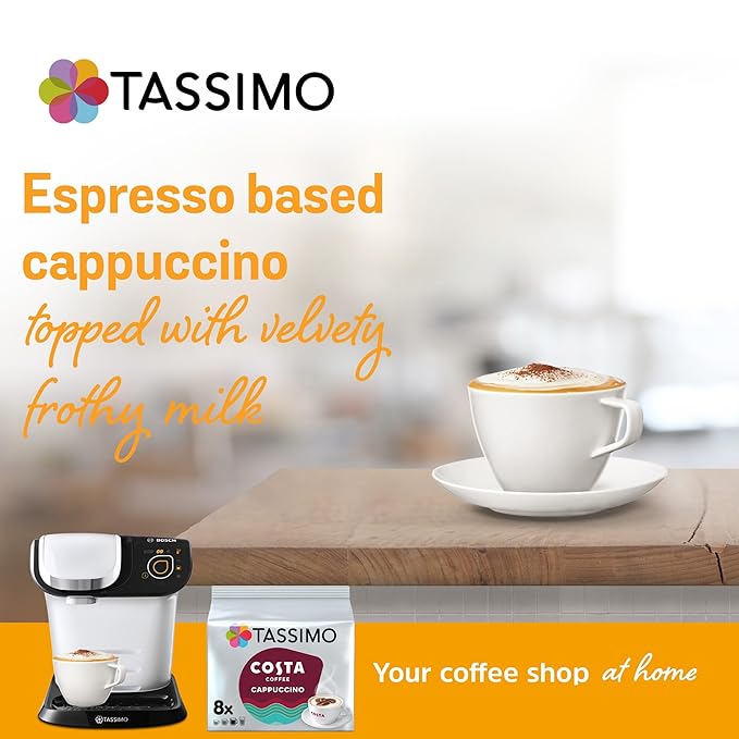 TASSIMO Costa Cappuccino 16 discs 8 servings (Pack of 5 Total 80 discs 40 servings)