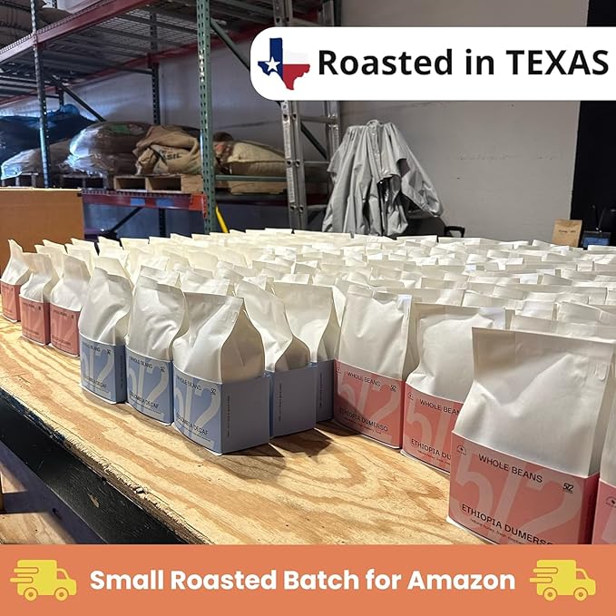 512 Coffee Ethiopia Yirgacheffe Light Roast Whole Bean – Specialty Single Origin with Tasting Notes of blueberry juicy fruit and a natural honey sweetness – Fresh Roasted for Filter Brewing (12 Ounc