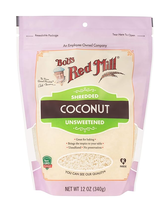 Bob's Red Mill Shredded Coconut 12oz (Pack of 4) - Non GMO Fair Trade Certified Vegan Paleo Friendly Keto Friendly Friendly Kosher