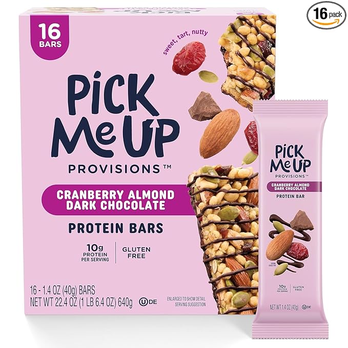 Pick Me Up Provisions™ Gluten Free Cranberry Almond Dark Chocolate Protein Bar 1.4 oz. 16 Bars/Box
