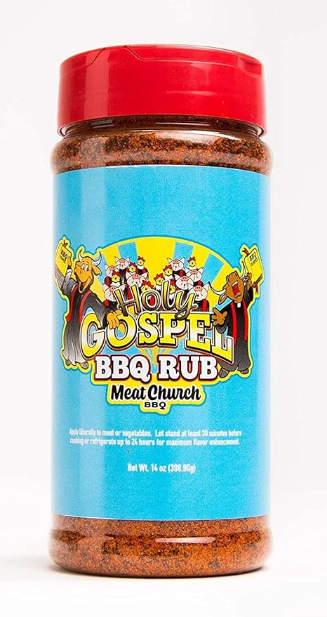 Meat Church BBQ Rub Combo: Honey Hog (14 oz) and Holy Gospel (14 oz) BBQ Rub and Seasoning for Meat and Vegetables Gluten Free One Bottle of Each