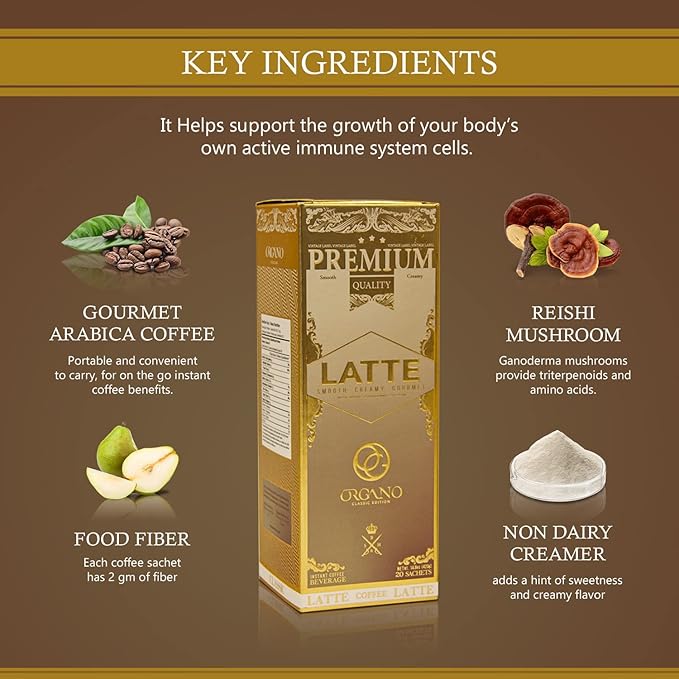 3 Boxes ORGANO Gourmet Cafe Latte100% Certified Ganoderma Lucidum (60 Sachets)