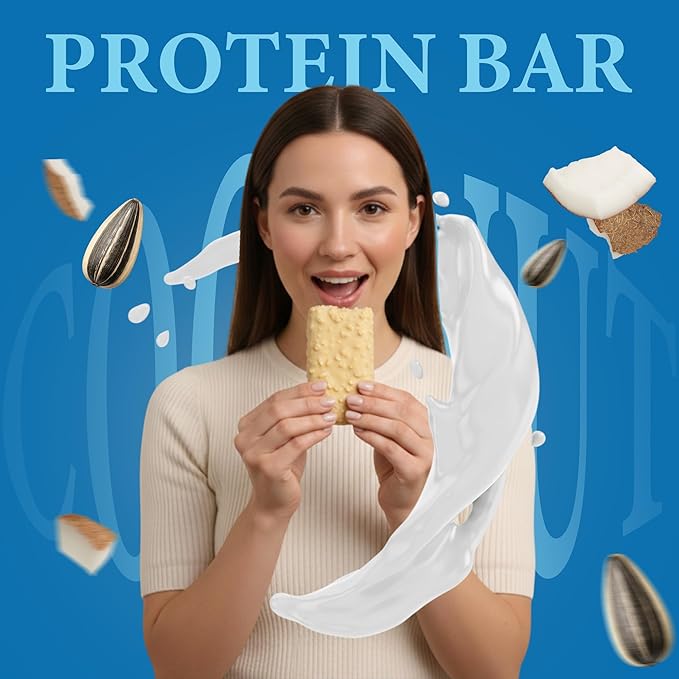 Rawmantic Coconut Energy Bar (12 Mini Bars x 60g) – Organic Coconut Chips &amp Plant Based Protein with Puffed Quinoa Sorghum Millet &amp Buckwheat - No Artificial Flavors Plant-Based Non-GMO &a