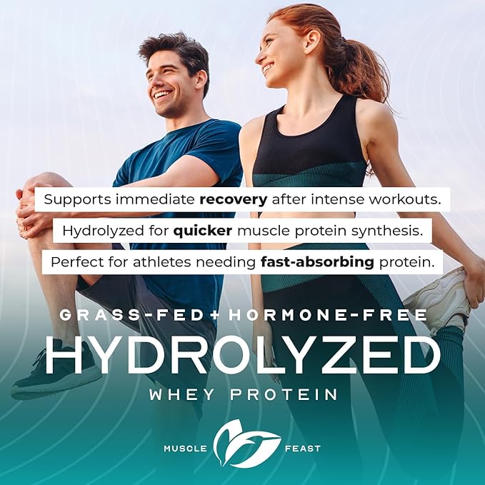 Muscle Feast Hydrolyzed Whey Protein Powder Grass Fed and All Natural Hormone-Free Hydro Whey Powder for Men and Women Gluten Free Non-GMO Delicious Hydrolyzed Protein Powder Vanilla 5lb