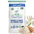 Great River Milling Lily White Organic All-Purpose Flour | Unbleached &amp Unbromated | Non-GMO Kosher | Ideal for Bread Cookies Cakes Pizza Dough &amp Everyday Baking | 25 Lb