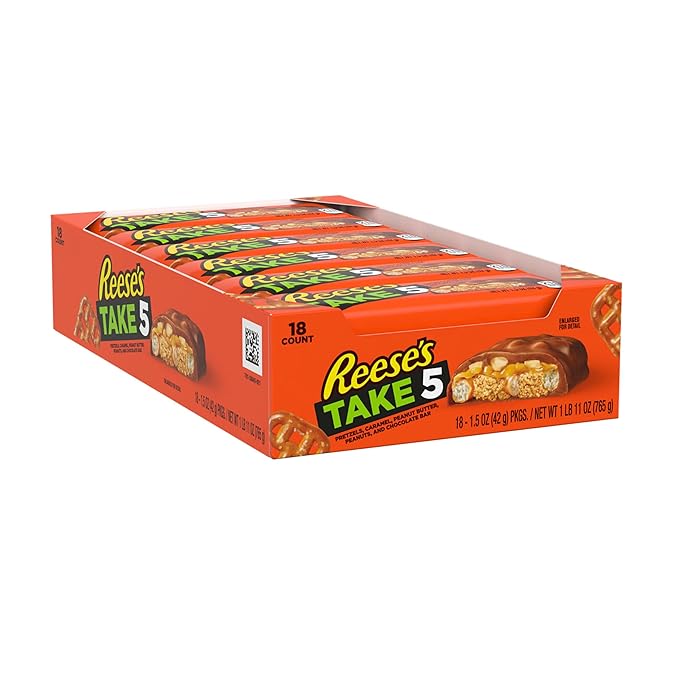 REESE'S TAKE 5 Pretzel Peanut and Chocolate Candy Bars 1.5 oz (18 Count) (Pack of 2)