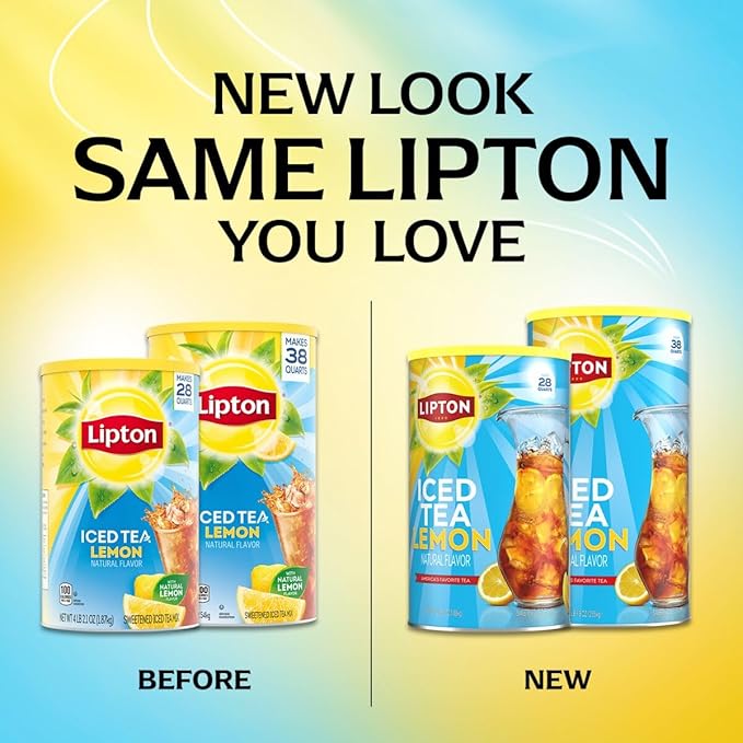 Lipton Iced Tea Mix Lemon Sweetened Iced Tea Makes 28 Quarts (Pack of 2)