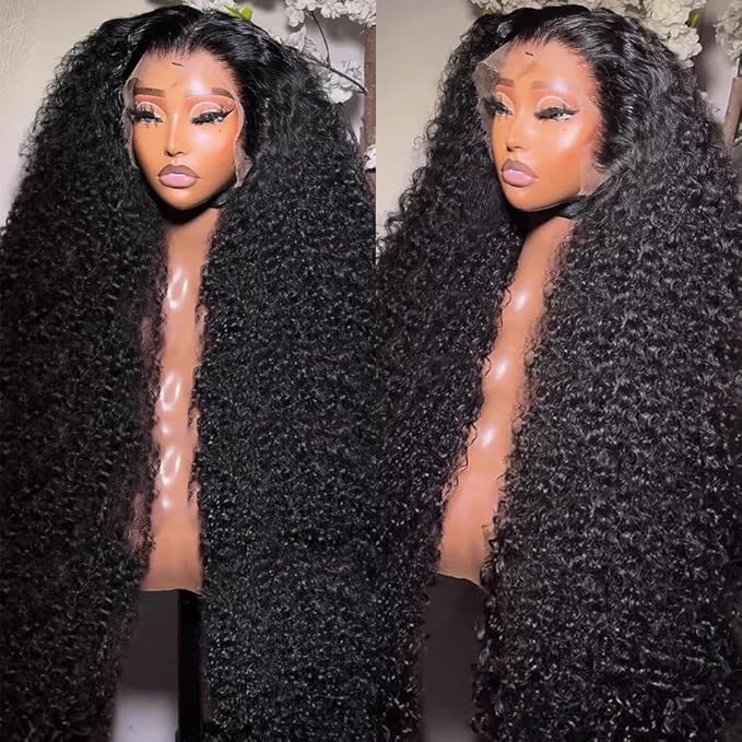 250 Density Deep Wave Lace Front Wigs Human Hair 13x6 HD Lace Front Wigs Human Hair Pre Plucked Glueless Deep Wave Wig Natural Color Deep Curly Wig for Women 26 Inch