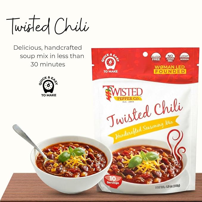 Twisted Pepper Co. Twisted Chili Soup Mix: Gluten-Free – Handcrafted Soup – Thick Creamy &amp Zesty Flavor with a Kick of Green Chiles Quick &amp Easy Meal Ready in 30 Minutes Serves 8 Add Chee