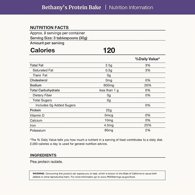 Nuzest Bethany’s Pantry Protein Bake - Single Ingredient Vegan Protein Powder for Baking - Pea Protein Flour Substitute Gluten Free Paleo Non-GMO (8.8 oz)