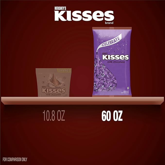 HERSHEY'S KISSES Milk Chocolate Candy Bulk Bag 60 oz